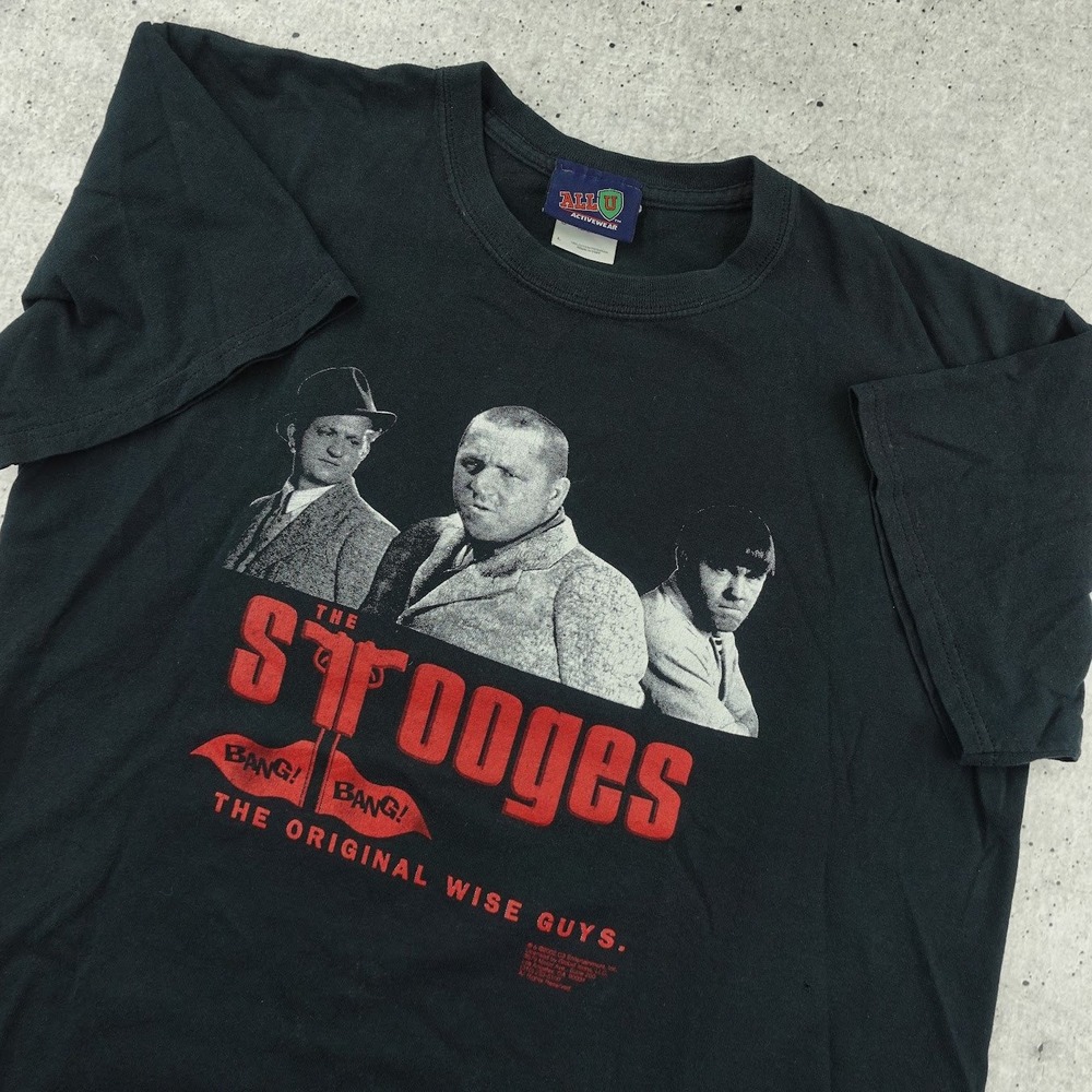 Vintage All U The Three Stooges Sopranos T-Shirt Men Large Black 2002 Wise Guys